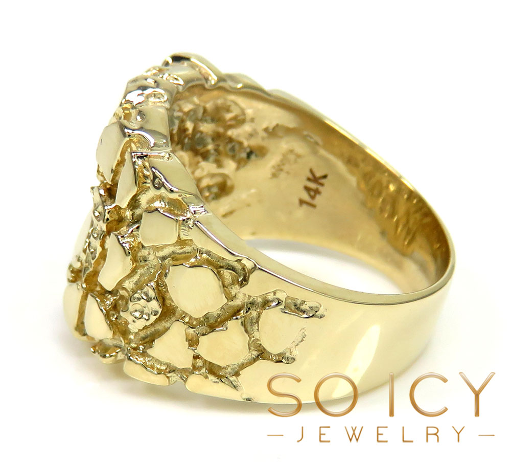 14k solid gold large square heavy duty nugget ring - Image 3