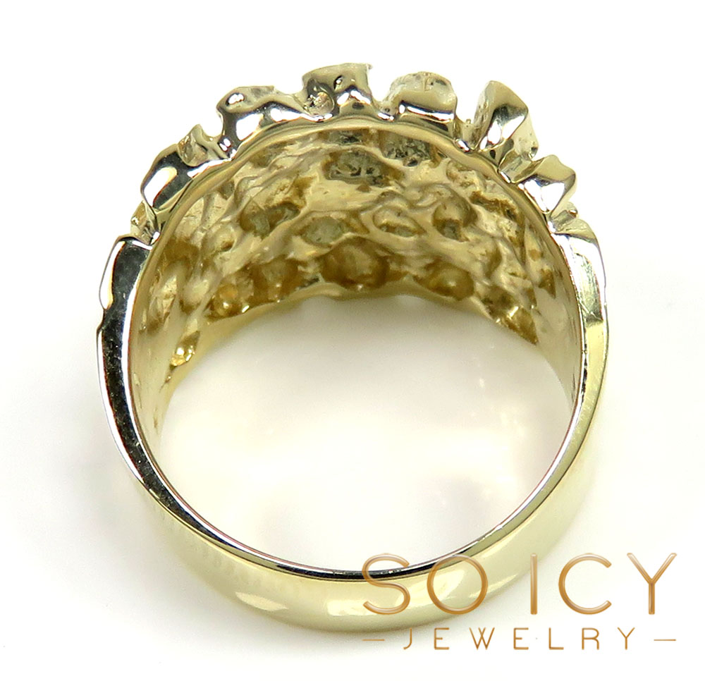 14k solid gold large square heavy duty nugget ring