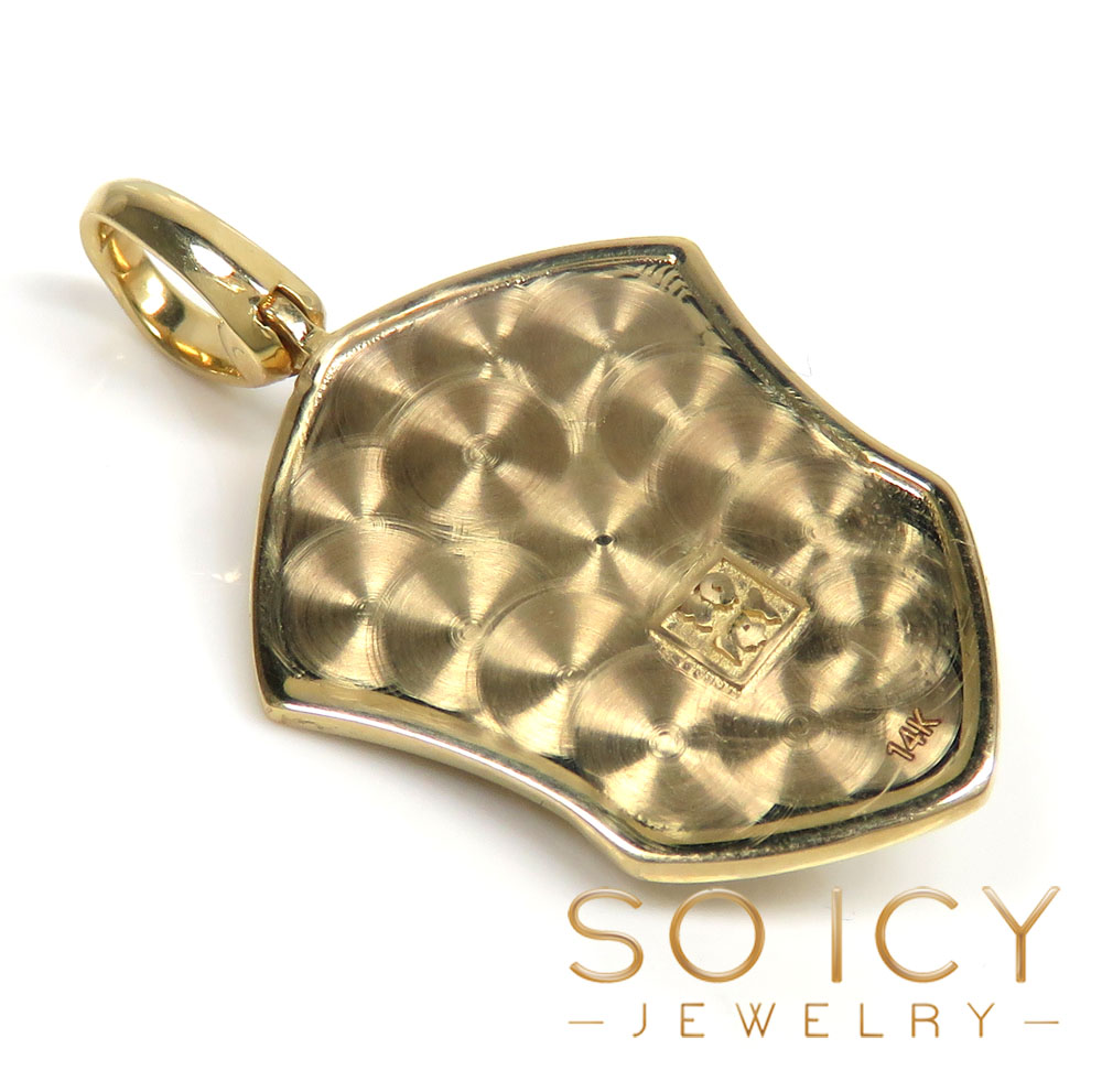 14k gold diamond lion shield pendant 0.50ct 