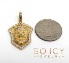 14k gold diamond lion shield pendant 0.50ct 
