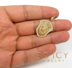 14k gold diamond lion shield pendant 0.50ct 