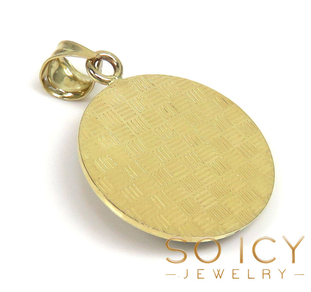 10k two tone gold round halo medusa head pendant 