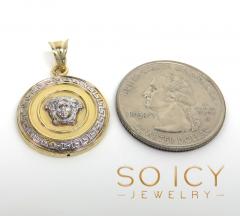 10k two tone gold round halo medusa head pendant 
