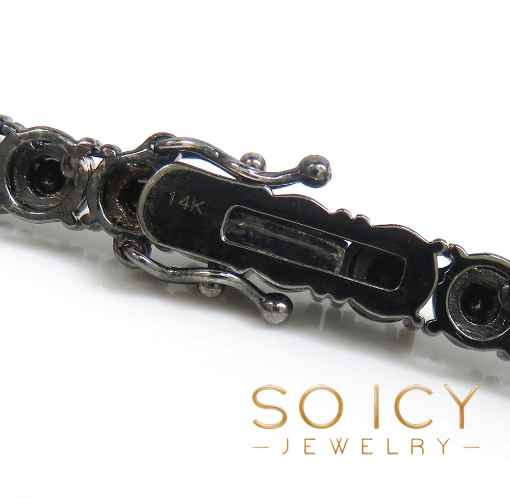 14k black gold round 7 pointer black diamond illusion tennis chain 4.50mm 8.50ct 16-30