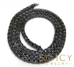 14k black gold round 7 pointer black diamond illusion tennis chain 4.50mm 8.50ct 16-30