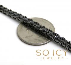 14k black gold round 7 pointer black diamond illusion tennis chain 4.50mm 8.50ct 16-30