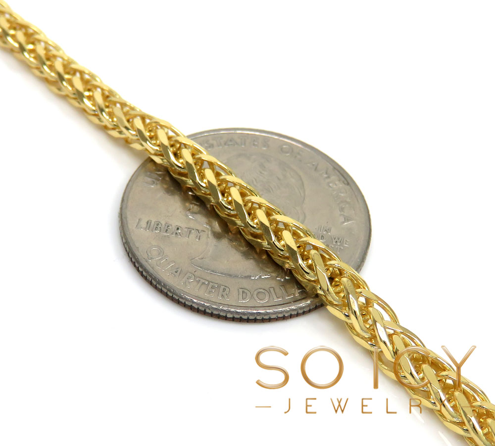 14k yellow gold solid wheat chain 20-24