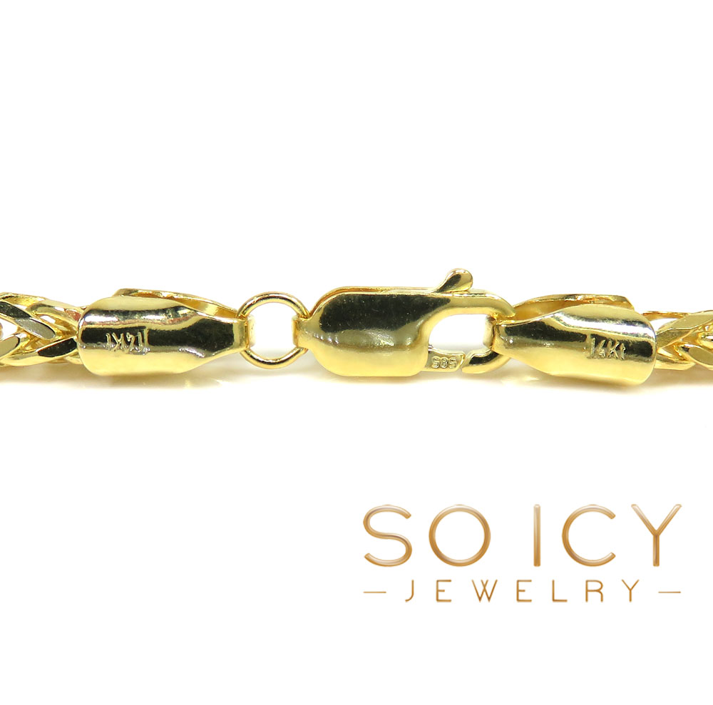 14k yellow gold solid wheat chain 20-24
