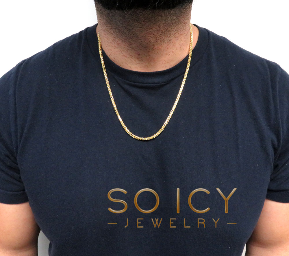 14k yellow gold solid wheat chain 20-24