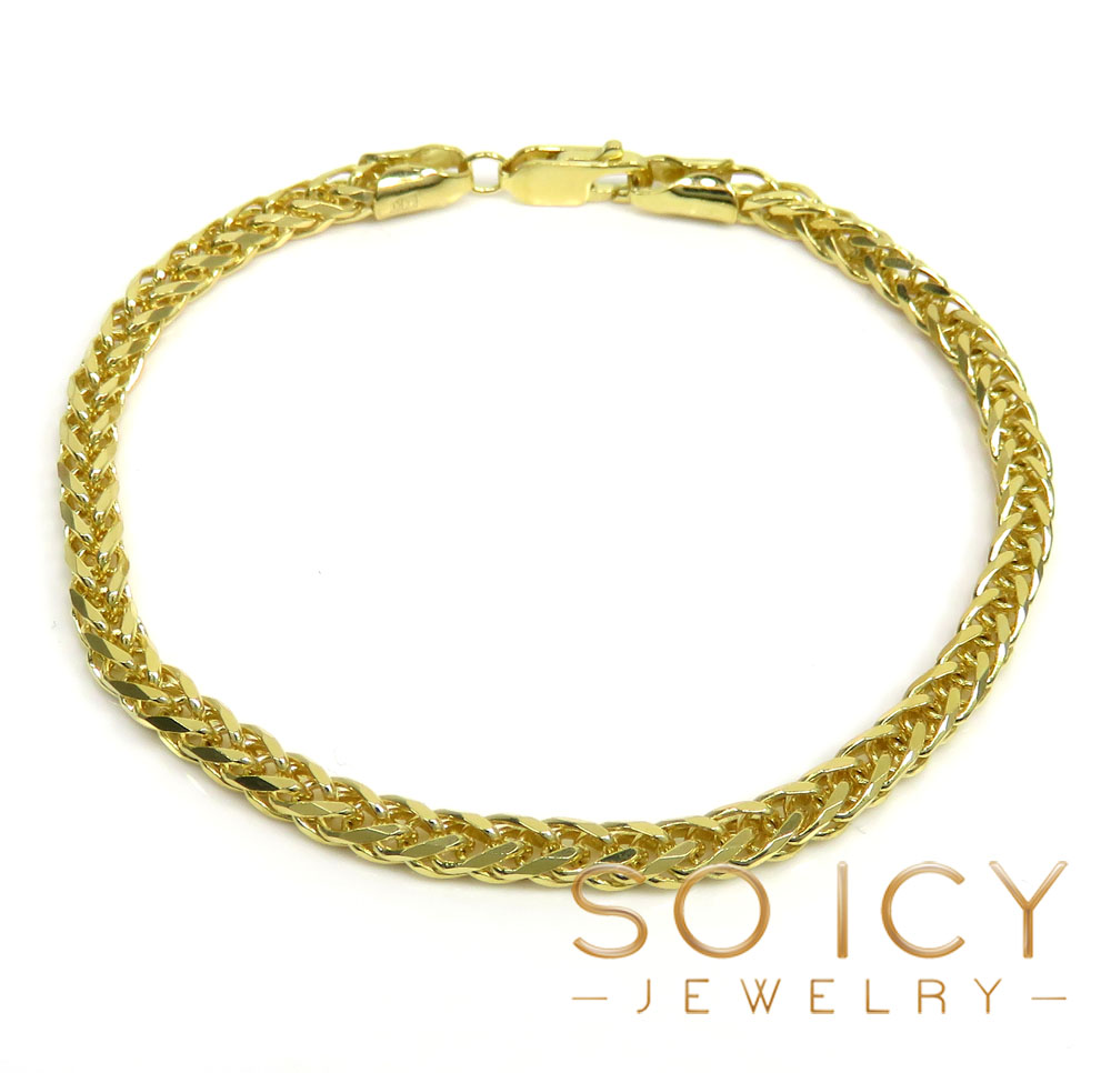 14k yellow gold solid wheat bracelet 8
