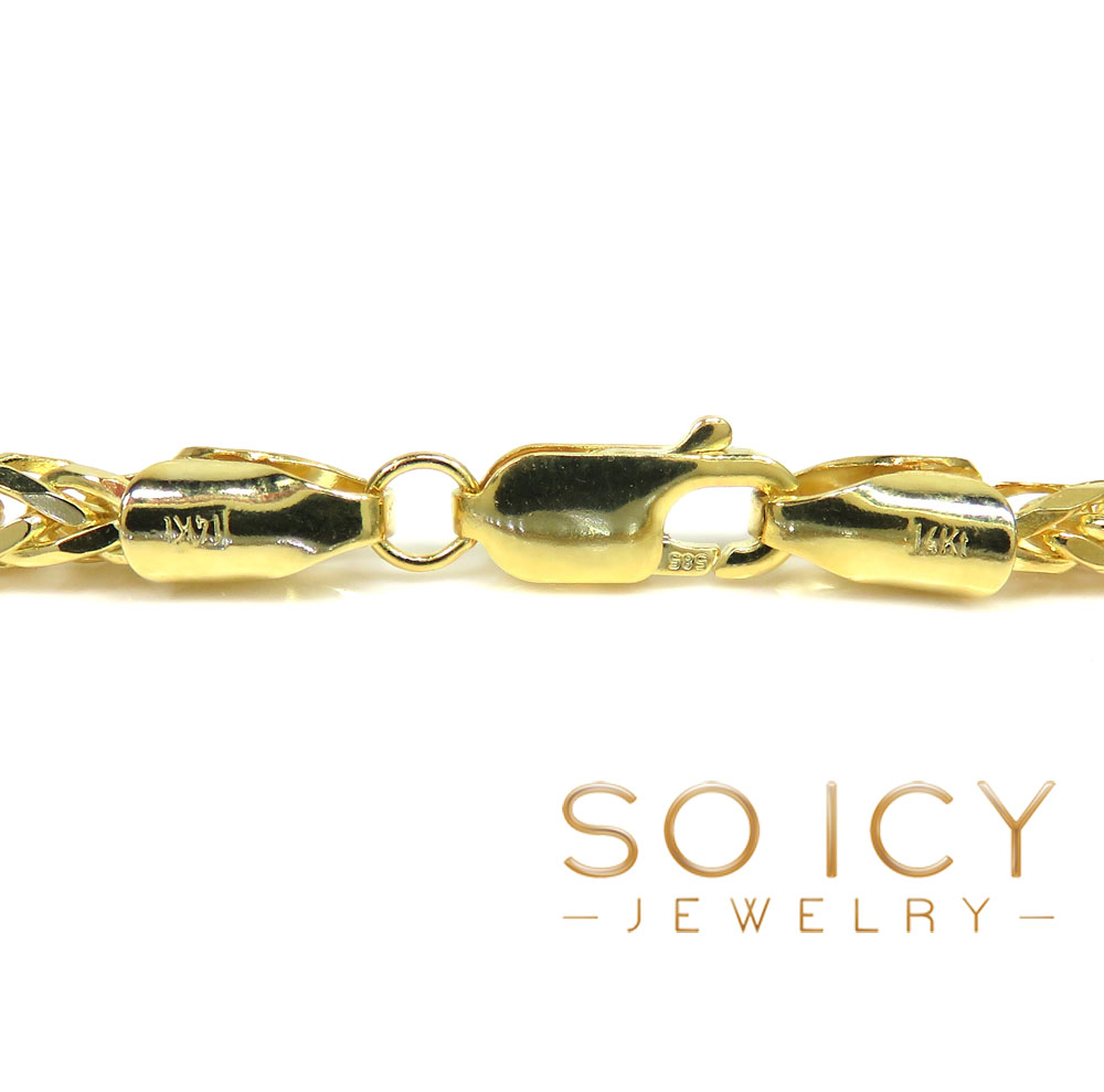 14k yellow gold solid wheat bracelet 8