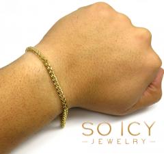 14k yellow gold solid wheat bracelet 8