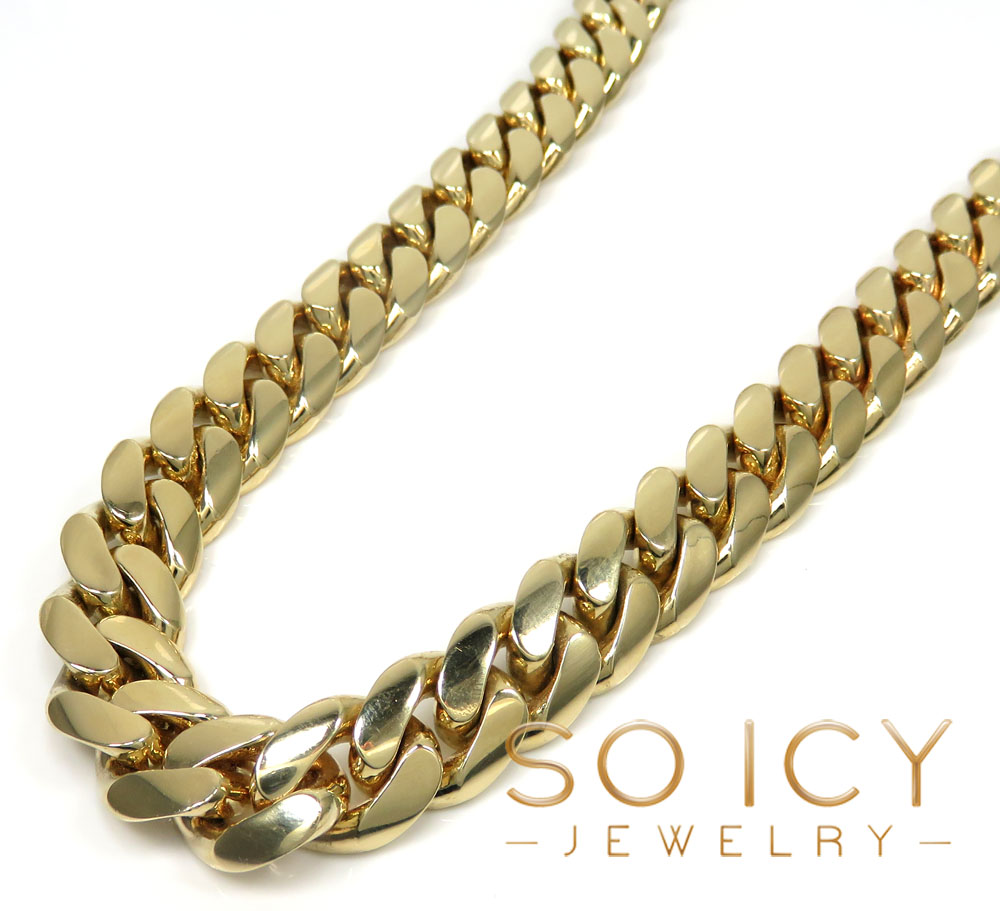 14k yellow gold hollow miami cuban link chain 22-26 inches 14mm - Image 2