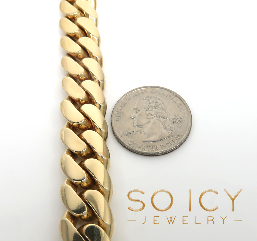 14k yellow gold hollow miami cuban link chain 22-26 inches 14mm - Image 3