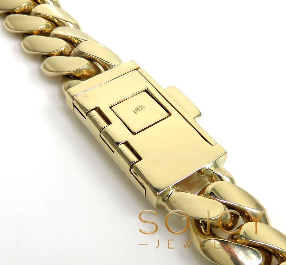 14k yellow gold hollow miami cuban link chain 22-26 inches 14mm - Image 5