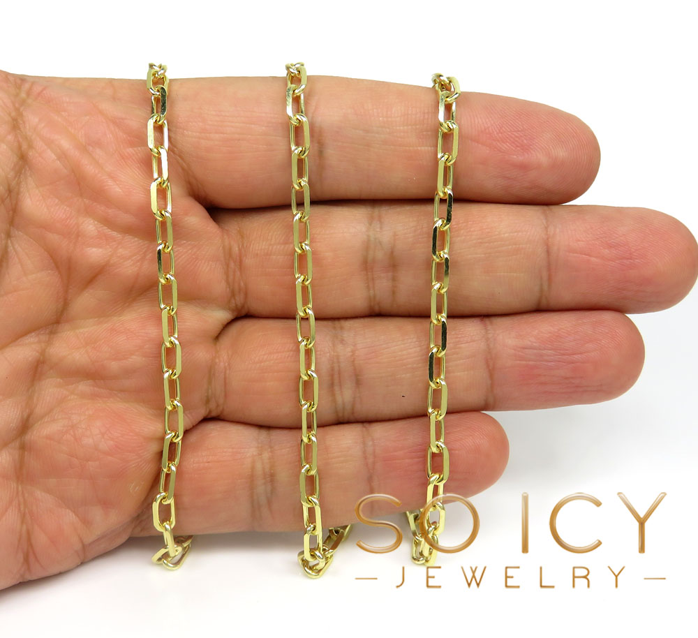 14k yellow gold solid cable open link chain 22-24 inch 3.70mm