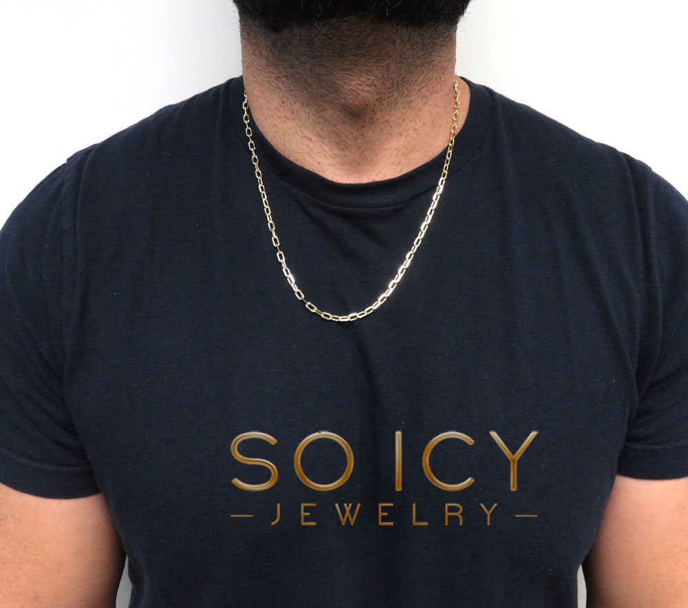 14k yellow gold solid cable open link chain 22-24 inch 3.70mm - Image 5