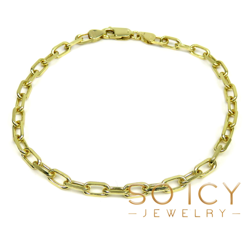 14k yellow gold solid cable open link bracelet 8 inch 3.70mm