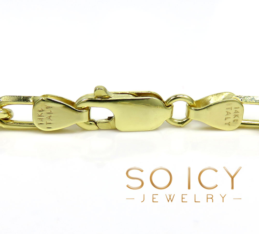 14k yellow gold solid cable open link bracelet 8 inch 3.70mm