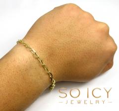 14k yellow gold solid cable open link bracelet 8 inch 3.70mm