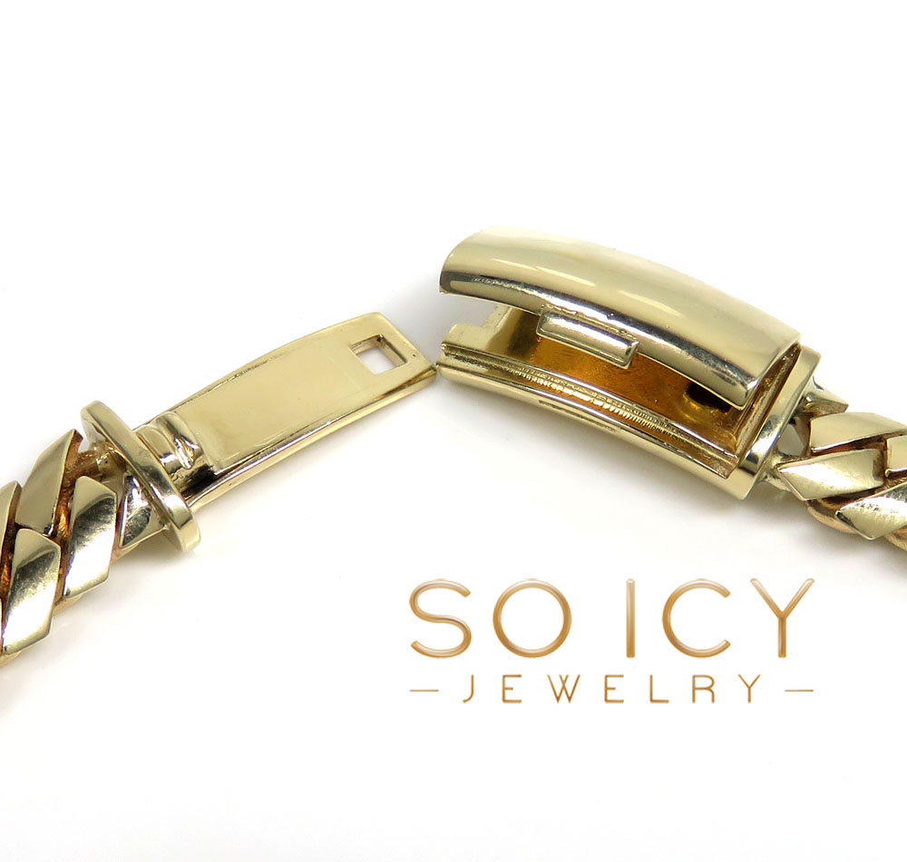 14k yellow gold double layer razor miami bracelet 8.25 inches 9mm 