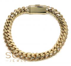 14k yellow gold double layer razor miami bracelet 8.25 inches 9mm 