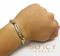 14k yellow gold double layer razor miami bracelet 8.25 inches 9mm 