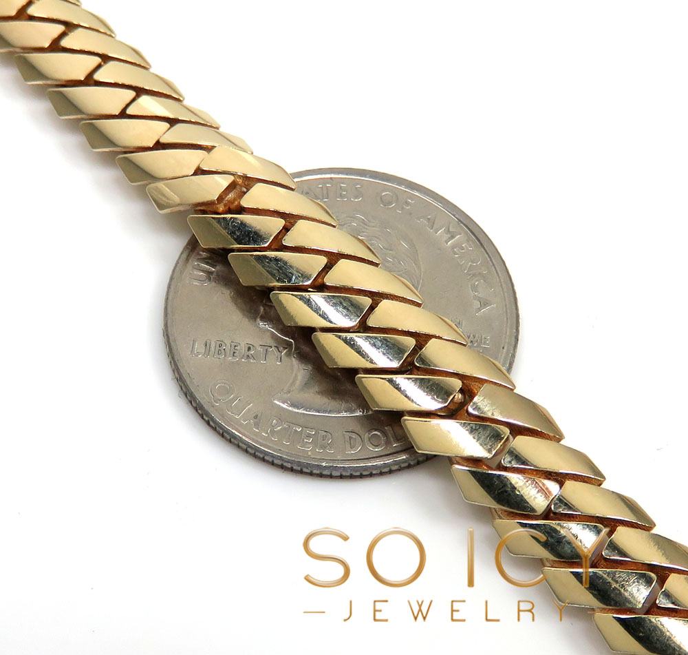 14k yellow gold double layer razor miami chain 22-26 inch 8mm