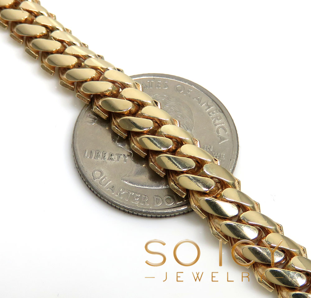 14k yellow gold double layer razor miami chain 22-26 inch 8mm
