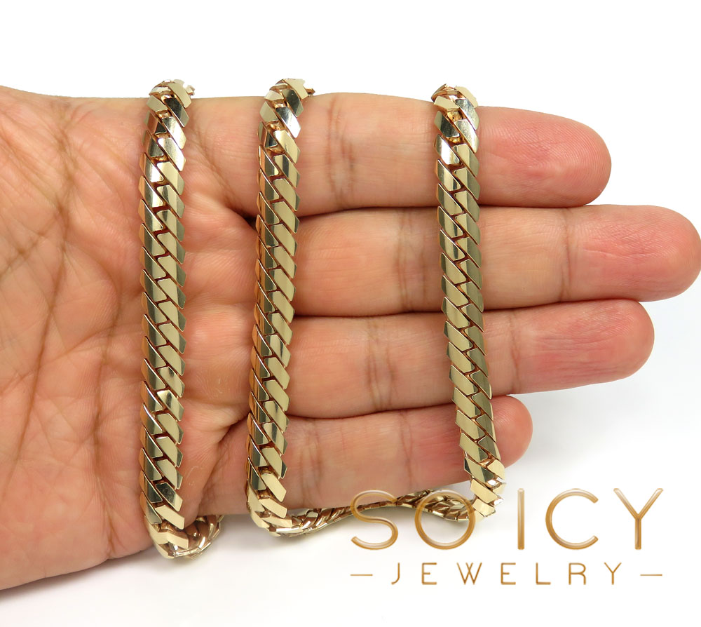 14k yellow gold double layer razor miami chain 22-26 inch 8mm - Image 6