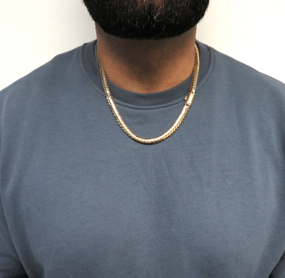14k yellow gold double layer razor miami chain 22-26 inch 8mm - Image 7