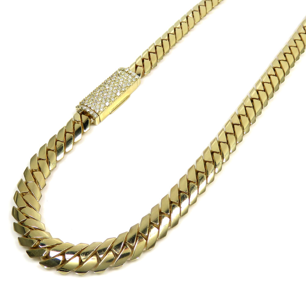14k yellow gold double layer razor miami chain 22-26 inch 8mm - Image 8