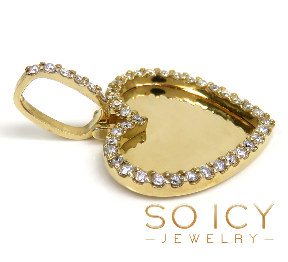 14k gold round diamond picture heart pendant 0.76ct - Image 3