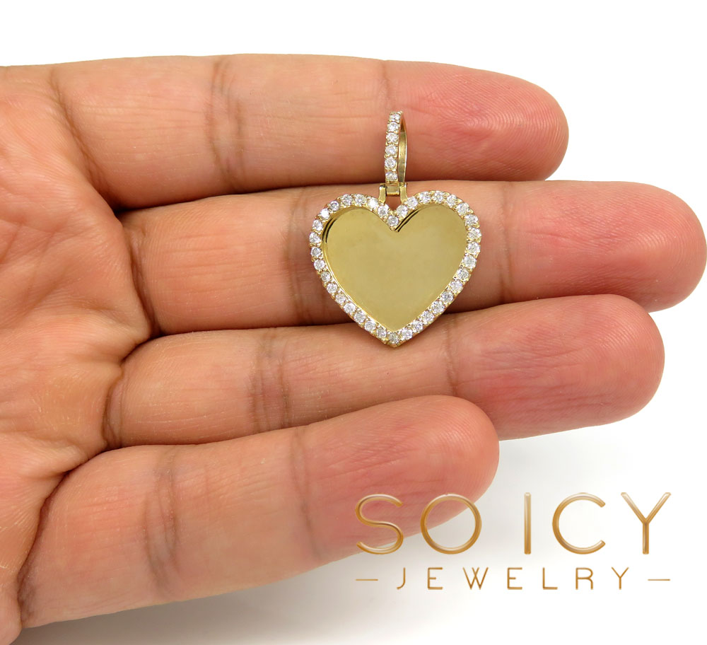 14k gold round diamond picture heart pendant 0.76ct - Image 5