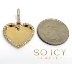 14k gold round diamond picture heart pendant 0.76ct