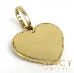 14k gold round diamond picture heart pendant 0.76ct