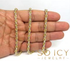 14k two tone gold prism cut rope chain 20-26