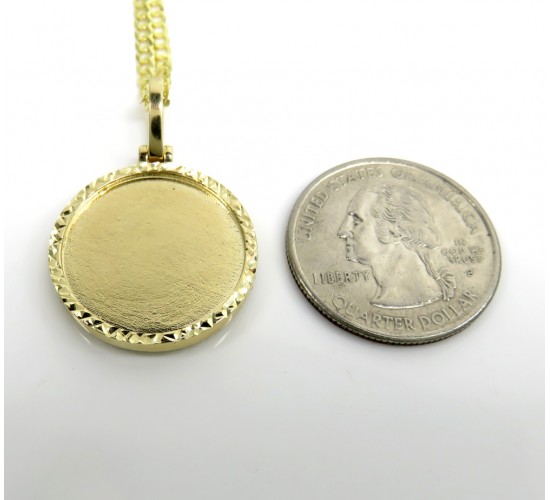 14k gold diamond cut double sided medium picture pendant 