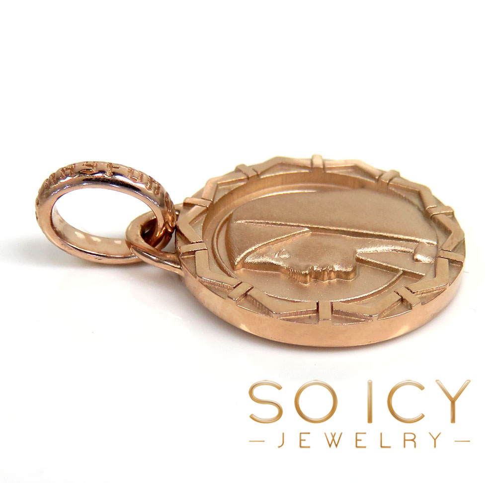 14k gold small virgin mary round pendant  - Image 4