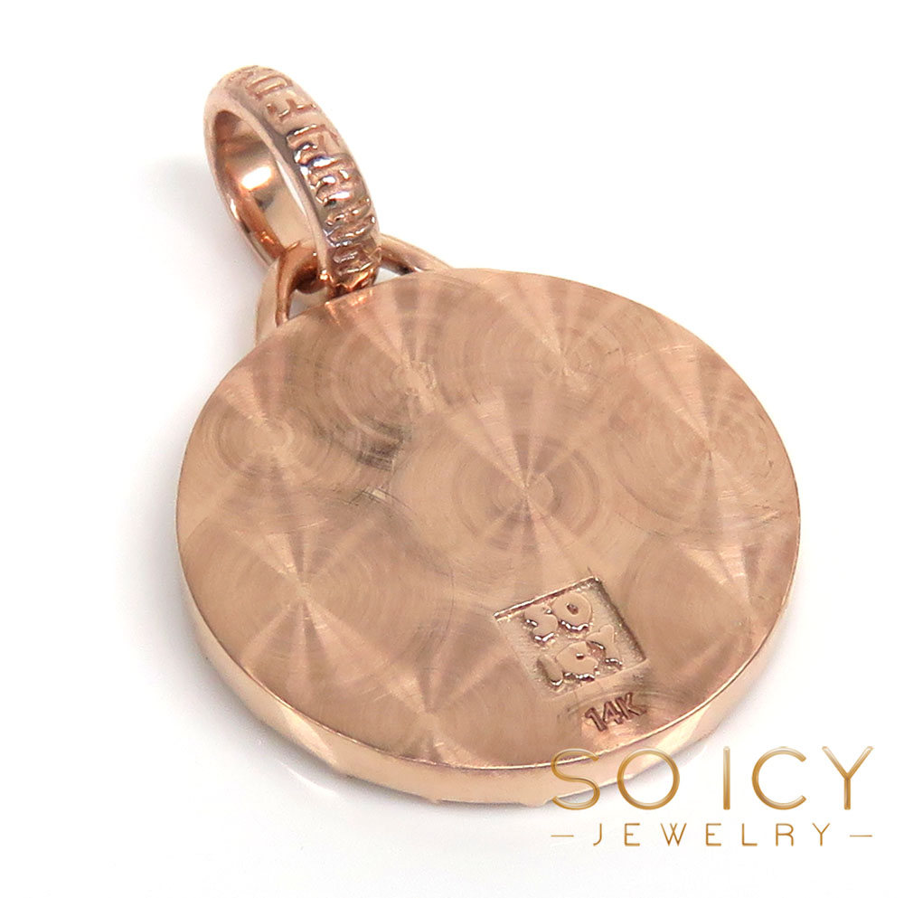 14k gold small virgin mary round pendant 