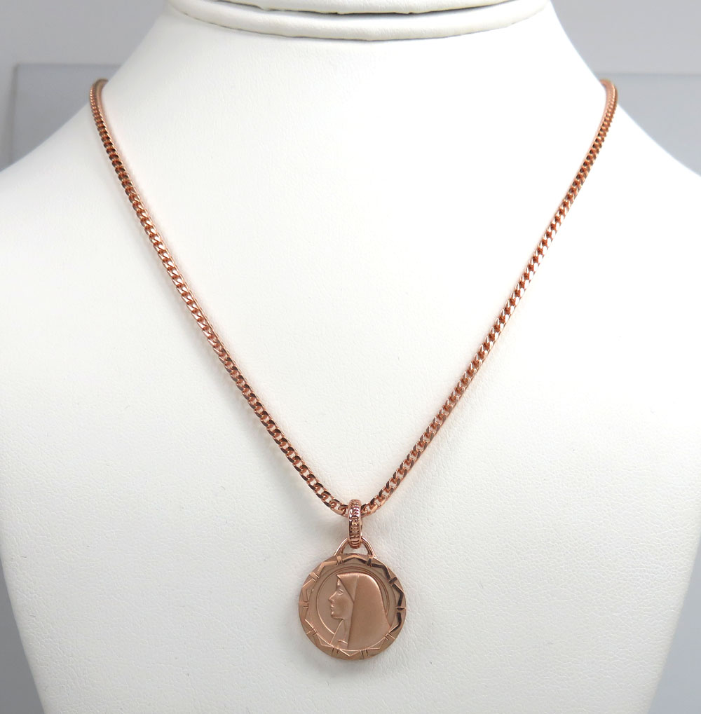 14k gold small virgin mary round pendant  - Image 6