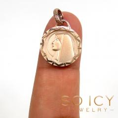 14k gold small virgin mary round pendant 