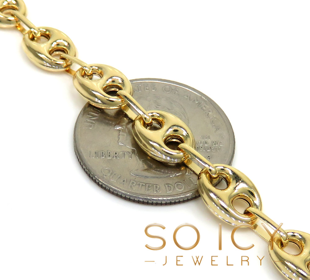 14k yellow gold gucci puff link chain 18-26 inches 7.50mm