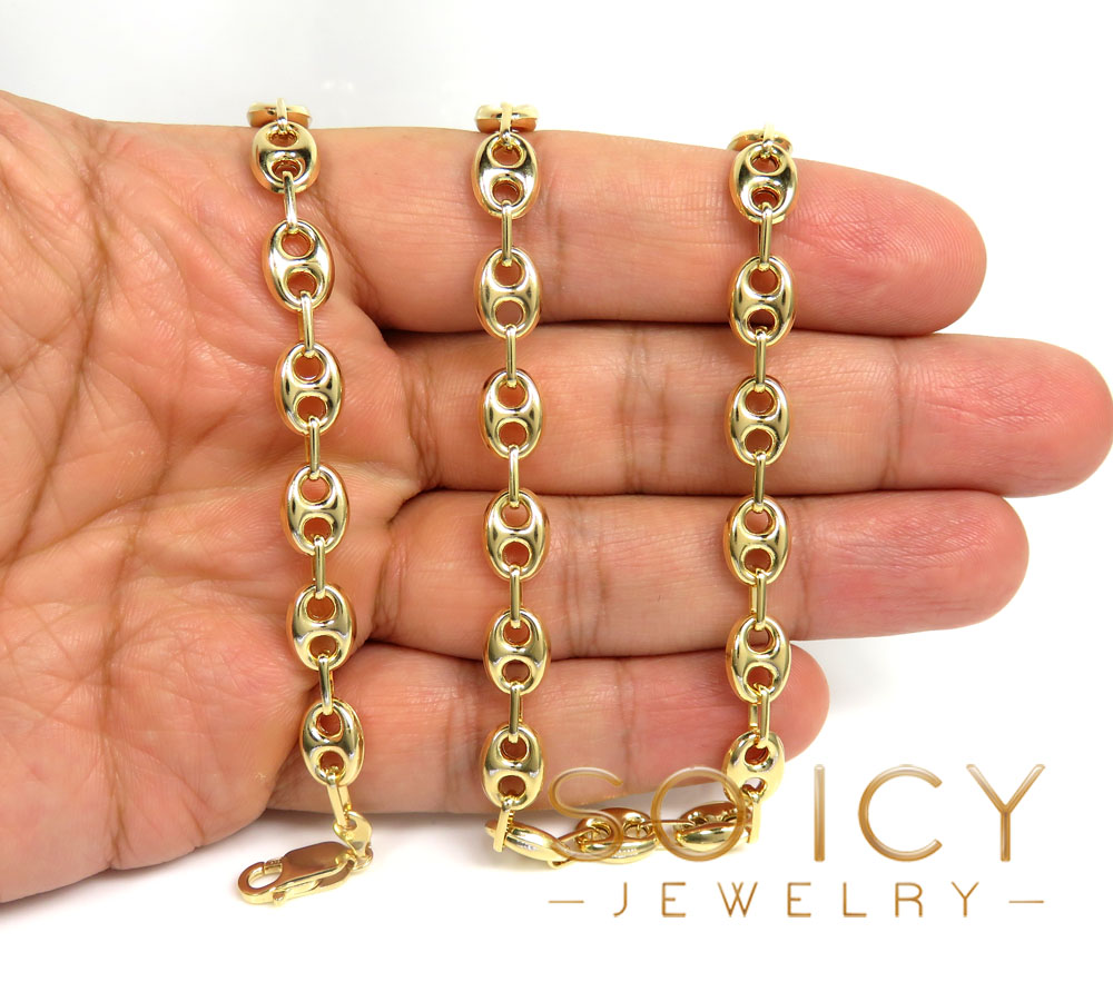 14k yellow gold gucci puff link chain 18-26 inches 7.50mm - Image 4