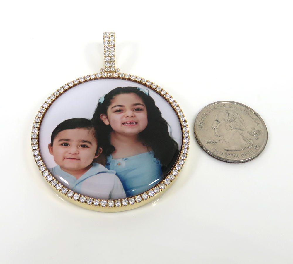 14k gold xl heavy duty diamond picture pendant 2.50ct - Image 2