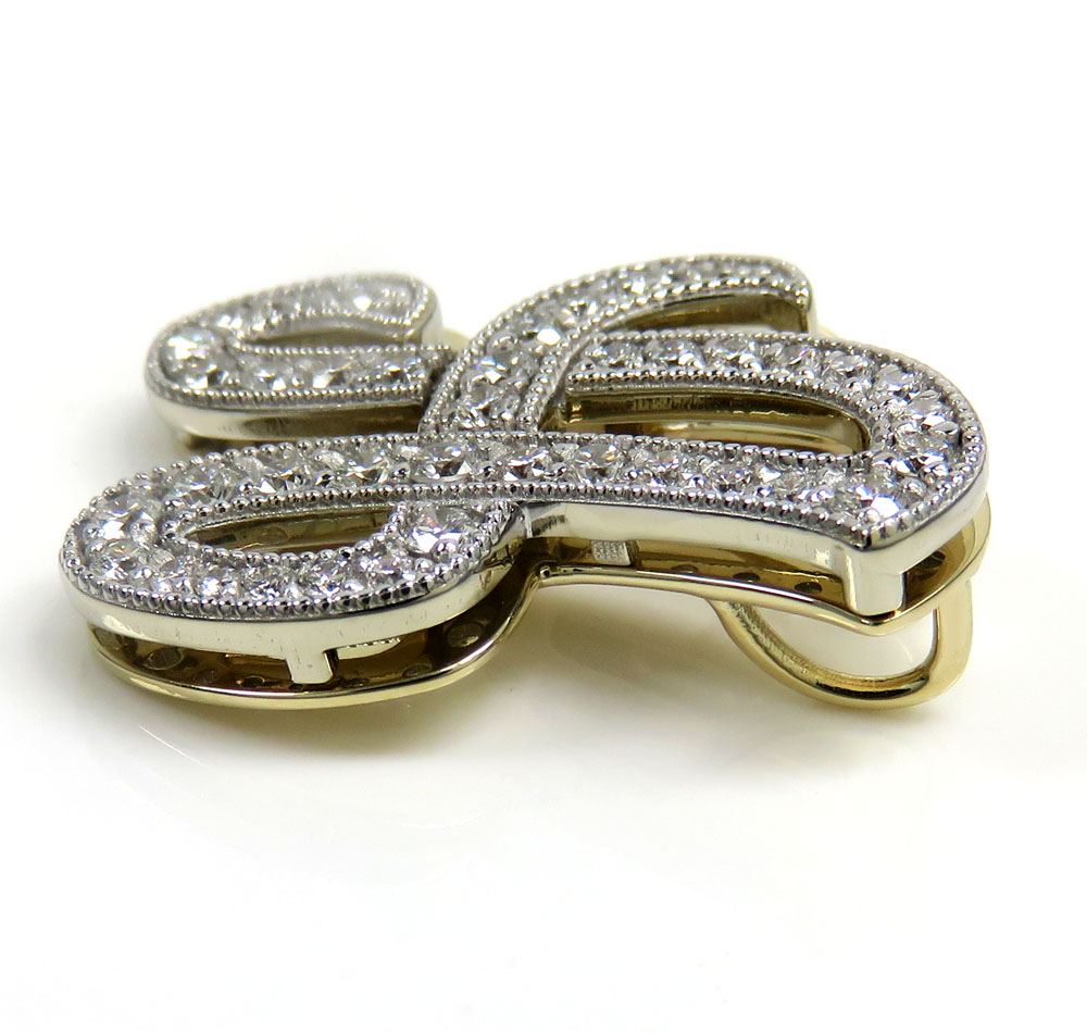14k two toned gold custom diamond vintage initial pendant 1.00ct - Image 2