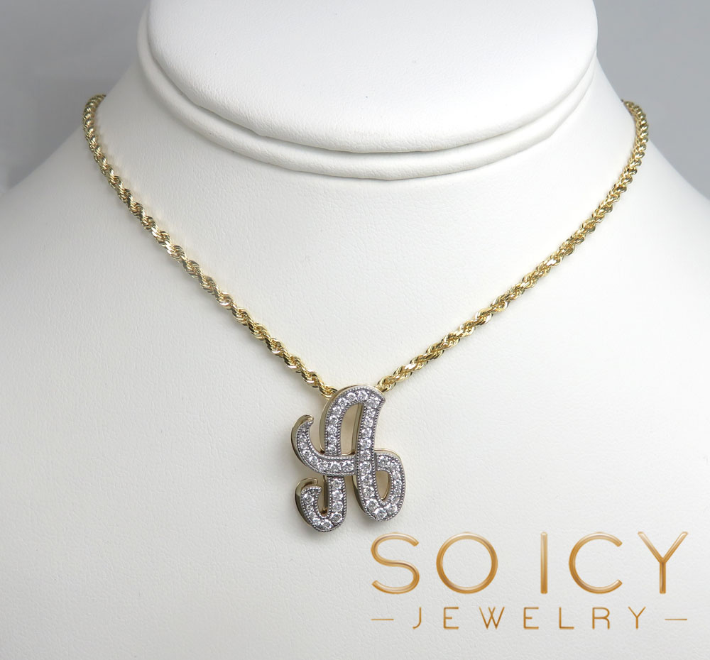 14k two toned gold custom diamond vintage initial pendant 1.00ct