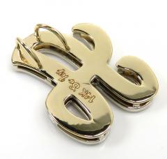 14k two toned gold custom diamond vintage initial pendant 1.00ct