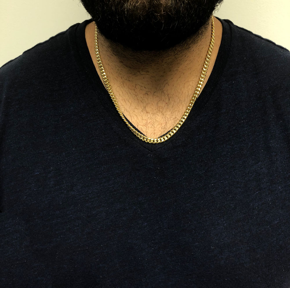 14k yellow gold hollow miami cuban link chain 20-24 inches 5.8mm