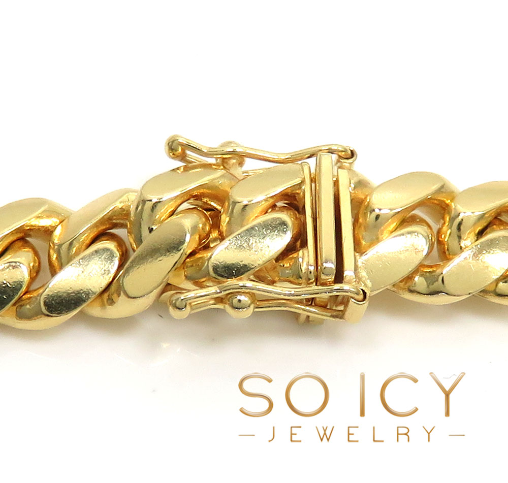 14k yellow gold solid miami link bracelet 8.50 inch 8.50mm - Image 3